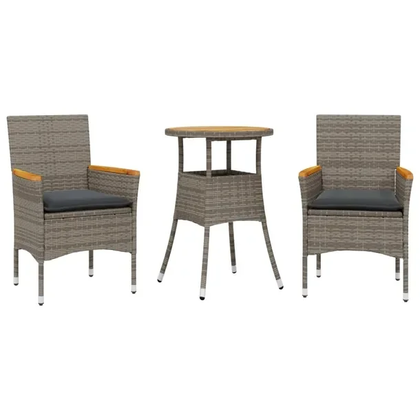 Zestaw Mebli Ogrodowych Rattan PE, Stół 60x75 cm, Krzesła 53x61x83 cm, S