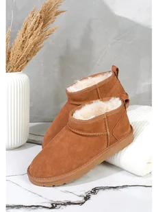 Gooce Skórzane botki zimowe "Mindy" w kolorze jasnobrązowym - Botki damskie - miniaturka - grafika 1