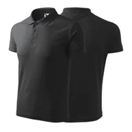 Moda i Uroda OUTLET - Koszulka antracytowy melanż polo z logo na sercu męska z nadrukiem logo firmy 200g 203 kolor 20 koszulka polo - miniaturka - grafika 1