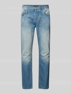 Jeansy o skróconym kroju slim fit z łańcuszkami - Spodnie męskie - miniaturka - grafika 1