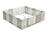 Łóżeczka i kojce - Kojec Składany Modułowy Dla Dzieci Suchy Basen 16+2 Szaro-Biały - miniaturka - grafika 1