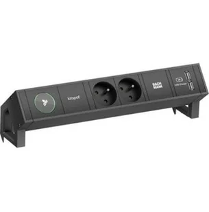 BACHMANN DESK2 1xiotspot 2xUTE 1xUSB Ładowarka 0,2m GST18, RAL9005 - Gniazdka elektryczne - miniaturka - grafika 1