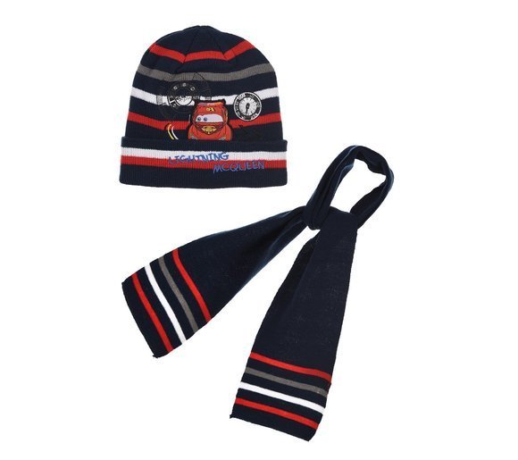 Komplet dla chłopca, czapka i szalik, Disney Cars, kolor granatowy, włókno akrylowe, rozmiar 54 cm
