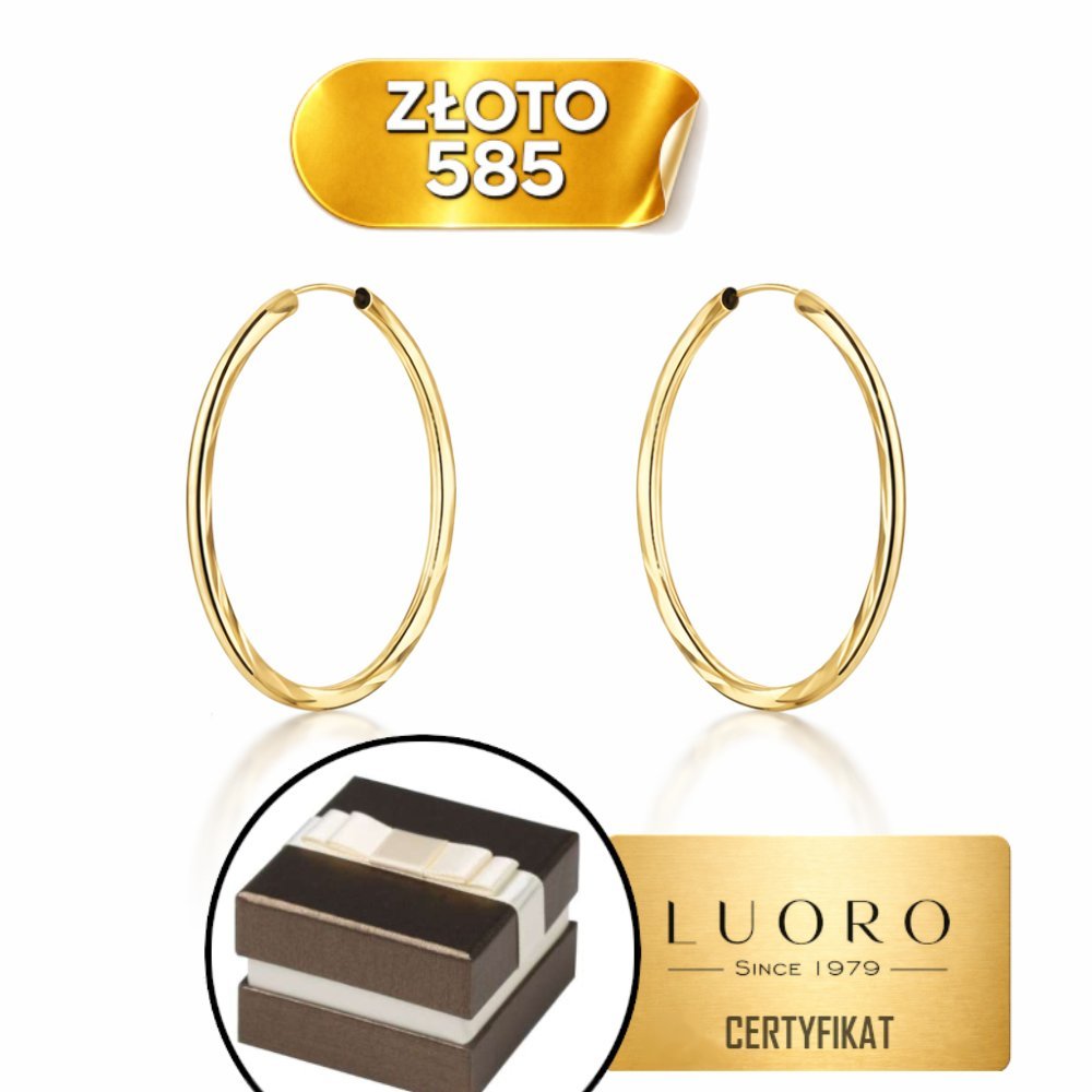 KOLCZYKI ZŁOTE 585 14K KOŁA DIAMENTOWANE 2,2 CM KREOL PRESTIŻOWE