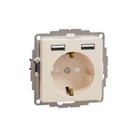 Gniazdka elektryczne - Schneider schuko USB A+A SEDNA Design & Elements beżowe - miniaturka - grafika 1