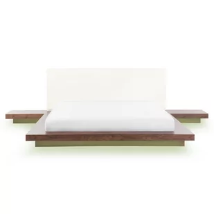 Beliani Łóżko z LED 160 x 200 cm Brązowe ZEN - Łóżka - miniaturka - grafika 1