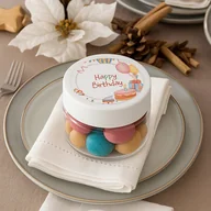 Gumy do żucia, lizaki, dropsy - Mini słoiczek z drażetkami - Happy Birthday - 5 szt. na urodziny - miniaturka - grafika 1