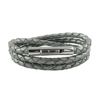 Naszyjniki męskie - König Design skórzany naszyjnik skórzany pasek skórzana bransoletka 7 mm męski naszyjnik 17 cm - 100 cm pleciony, długość: 90 centymetrów, kolor: szary metalik - miniaturka - grafika 1