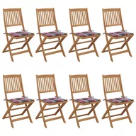 Fotele i krzesła ogrodowe - vidaXL Lumarko Składane krzesła ogrodowe z poduszkami, 8 szt., drewno akacjowe! 3075034 - miniaturka - grafika 1
