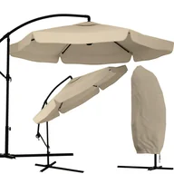 Parasole ogrodowe - PARASOL OGRODOWY SOLIDNY SKŁADANY Z WYSIĘGNIKIEM 350cm + POKROWIEC - miniaturka - grafika 1