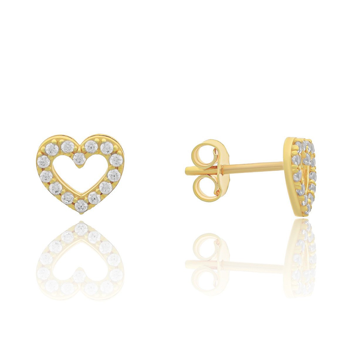 Złote kolczyki serduszka z cyrkoniami sztyfty pr. 333