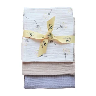 Pieluszki muślinowe 30x30 - beż + szara + dmuchawce białe, SwanStore - Pieluchy - miniaturka - grafika 1