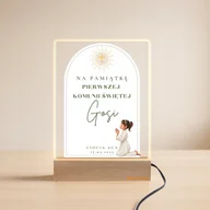 Pamiątka Pierwszej Komunii Świętej - Lampka LED Komunia pamiątka dziewczynka Personalizowana Imię+data+dedykacja - miniaturka - grafika 1