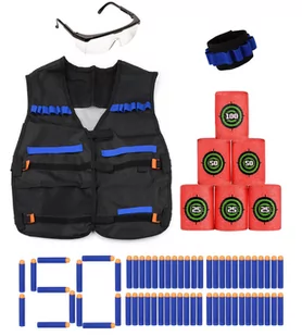 Zestaw Kamizelka do Nerf + 150 strzałek + cele + opaska + okulary - Zabawki militarne - miniaturka - grafika 1