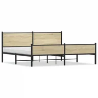 Łóżka - Metalowa rama łóżka, bez materaca, dąb sonoma, 200x200 cm - miniaturka - grafika 1