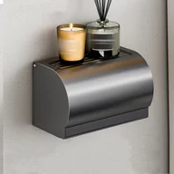 Stojaki i wieszaki na papier toaletowy - Uchwyt na papier toaletowy do łazienki, uchwyt na rolkę papieru, dozownik papieru toaletowego, bez otworów, 20×12×13 cm - Szary - miniaturka - grafika 1
