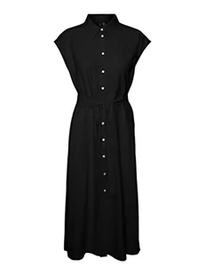 VERO MODA Sukienka damska Vmmymilo Sl Calf Shirt Dress WVN Ga, czarny, L - Sukienki - miniaturka - grafika 1