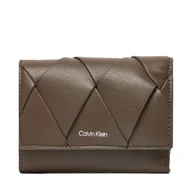 Portfele - Portfel damski Calvin Klein Ck Woven Small Trifold K60K612953 Khaki - miniaturka - grafika 1