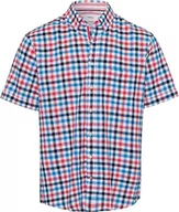 Koszule męskie - BRAX Męska koszula w stylu Dan C Cotton Linen Slub w kratkę z krótkim rękawem, Ocean, S - miniaturka - grafika 1