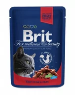 Mokra karma dla kotów - Brit Premium Cat Adult Wołowina + Groszek Saszetka 100G - miniaturka - grafika 1