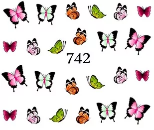 Naklejki wodne na paznokcie MOTYLKI, MOTYL - 742 - Sztuczne paznokcie i akcesoria - miniaturka - grafika 1