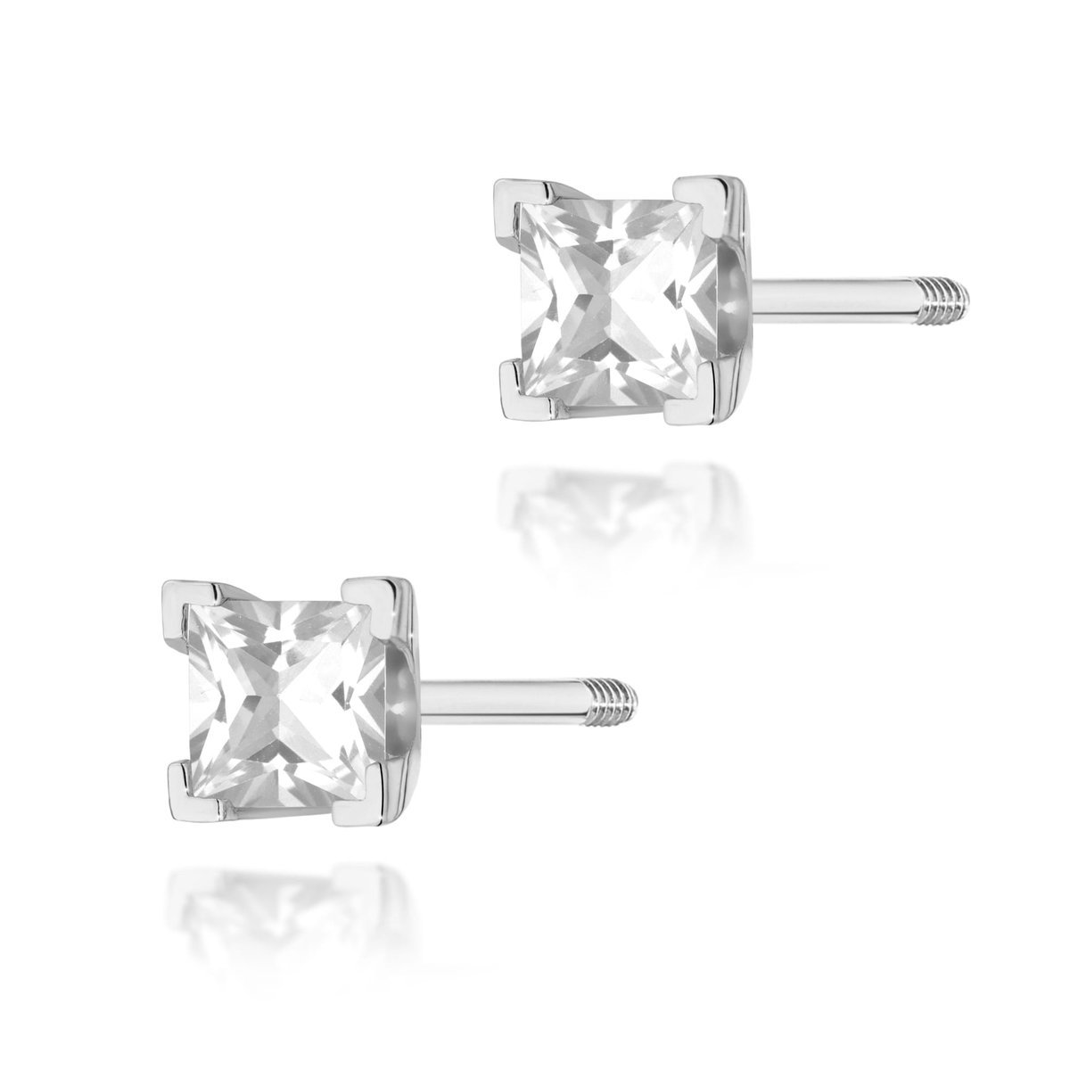 Złote kolczyki Diament 2 x 0,15ct białe złoto sztyft zakręcany pr. 585