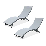 Leżaki ogrodowe - Leżak plażowy STAR Light Grey 2 szt - Focus Garden - miniaturka - grafika 1