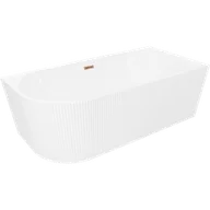 Wanny - Mexen Silo wanna wolnostojąca narożna prawa ryflowana 150 x 75 cm, biała, przelew różowe złoto - 52891507500P-60 - miniaturka - grafika 1