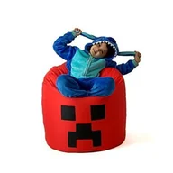 Fotele i pufy dla dzieci - Pufa worek GO GIFT Minecraft Czerwony XXL 110 x 90 cm - miniaturka - grafika 1