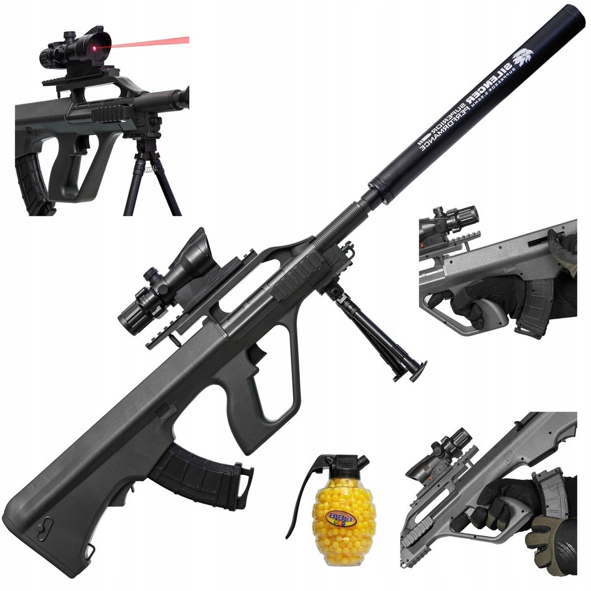 Karabin Maszynowy Pistolet Na Kulki Plastikowe Z Laserem Bezpieczny