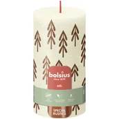 Świece - Świeca pieńkowa Rustic świąteczna perłowa wys. 13 cm Bolsius - miniaturka - grafika 1