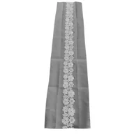Obrusy i serwetki - Bieżnik 40 x 175 cm szary z białym ażurem poliester - miniaturka - grafika 1