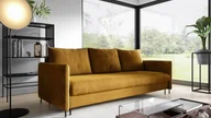 Sofy i kanapy - GUTTO Sofa rozkładana kolor musztardowy miodowy z funkcją spania sofa jasnobrązowa welurowa khaki z pojemnikiem i schowkiem - miniaturka - grafika 1