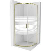 Kabiny prysznicowe - Mexen Rio kabina prysznicowa półokrągła 90x90 cm, pasy, złota - miniaturka - grafika 1