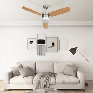 VidaXL Lumarko Wentylator sufitowy z lampą i pilotem, 108 cm, jasnobrązowy 51490 VidaXL - Wentylatory sufitowe - miniaturka - grafika 1