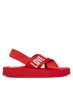 Sandały damskie - LOVE MOSCHINO Sandały JA16214G0MIX5500 Czerwony - miniaturka - grafika 1