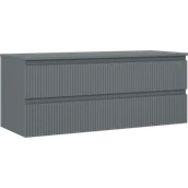 Szafki łazienkowe - Mexen Rivel szafka łazienkowa podumywalkowa 120 cm z blatem, 2 szuflady, ryflowana , grafit mat - 91A20-12047-2-BFFC66 - miniaturka - grafika 1