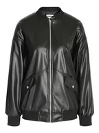 Kurtki damskie - Noisy may NMRONJA Oversize PU Bomber Jacket NOOS kurtka damska, czarna, S, czarny, S - miniaturka - grafika 1