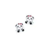 Biżuteria dla dzieci - Srebrne Kolczyki 925 Panda dla małej damy - miniaturka - grafika 1
