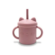 Kubki dla dzieci - LORELLI CUP - KUBEK SILIKONOWY ZE SŁOMKĄ DEEP PINK - miniaturka - grafika 1