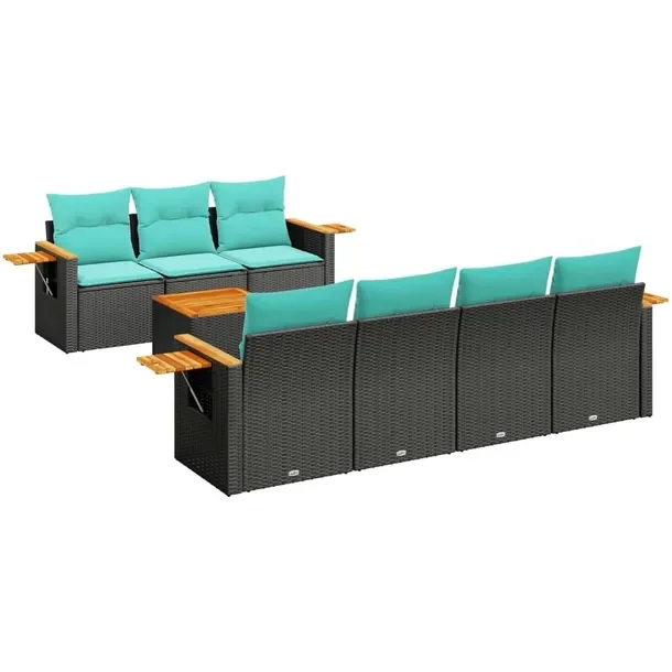 Zestaw mebli ogrodowych modułowych czarny rattan PE 62/85 x 62 x 69 cm