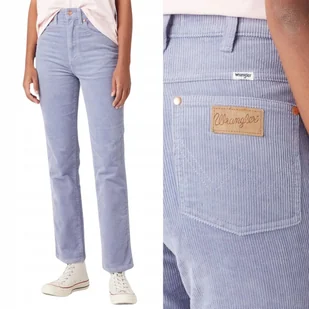Wrangler WILD WEST Stone Wash Blue WYSOKIE PROSTE SZTRUKSY 7/8 W28 L32 - Spodnie damskie - miniaturka - grafika 1