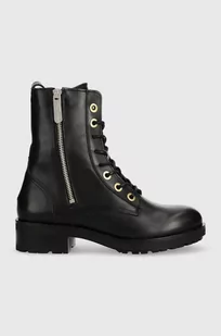 Tommy Hilfiger workery skórzane Th Essentials Biker Boot damskie kolor czarny na płaskim obcasie ocieplone - Botki damskie - miniaturka - grafika 1