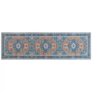 Dywan 60 x 200 cm niebiesko-pomarańczowy RITAPURAM - Dywany Dywan 60 x 200 cm niebiesko-pomarańczowy RITAPURAM - Dywany - miniaturka - grafika 1
