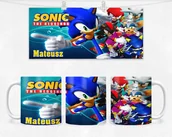 Kubki - KUBEK Z NADRUKIEM- SONIC HEDGEHOG BŁYSKAWICA +IMIĘ - miniaturka - grafika 1