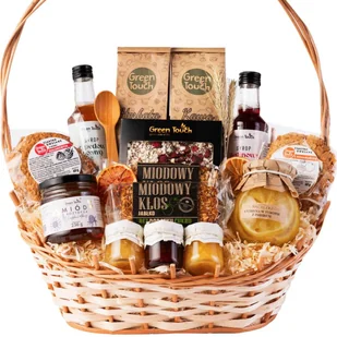 Kosz prezentowy wiklinowy duży zestaw na prezent herbata syropy miód słodycze cytryny - Zestawy upominkowe Kosz prezentowy wiklinowy duży zestaw na prezent herbata syropy miód słodycze cytryny - Zestawy upominkowe - miniaturka - grafika 1