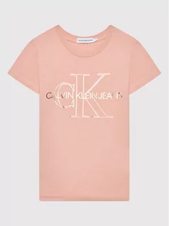 Koszulki dla chłopców - Calvin Klein Jeans T-Shirt Monogram Outline IG0IG01159 Różowy Slim Fit - grafika 1