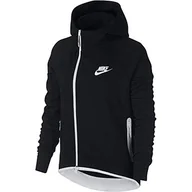 Bluzy damskie - Nike Damska bluza W NSW TCH FLC CAPE FZ, czarno-biała, 2XL - miniaturka - grafika 1