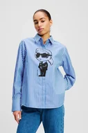 Koszule damskie - Karl Lagerfeld koszula bawełniana damska kolor niebieski relaxed z kołnierzykiem klasycznym A2W11031 - miniaturka - grafika 1