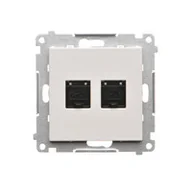 Gniazdka elektryczne - Kontakt Simon Gniazdo komputerowe podwójne RJ45 kategoria 6 Simon 55 - jasnoszary mat - miniaturka - grafika 1
